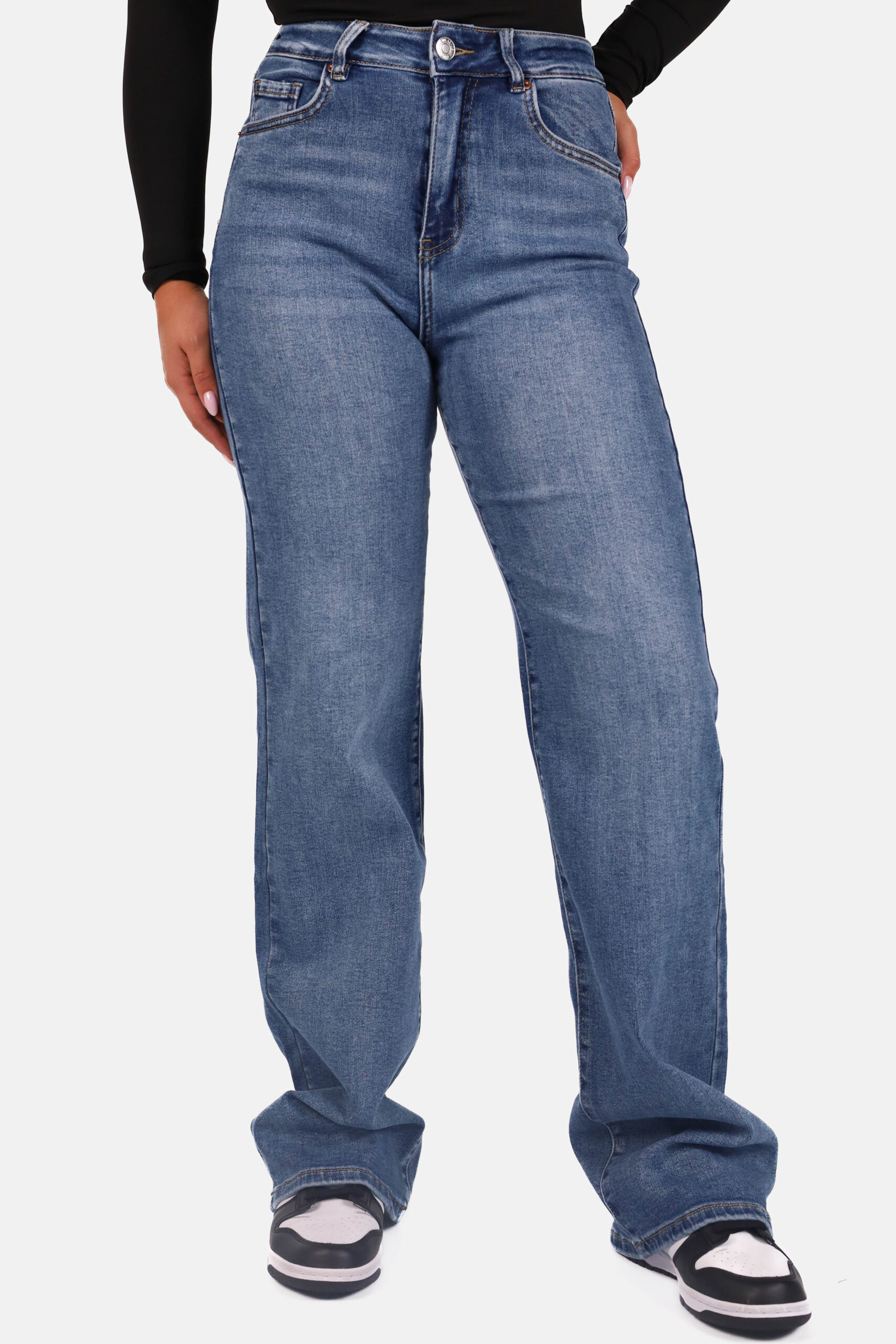 Wide leg jeans extra long blauw