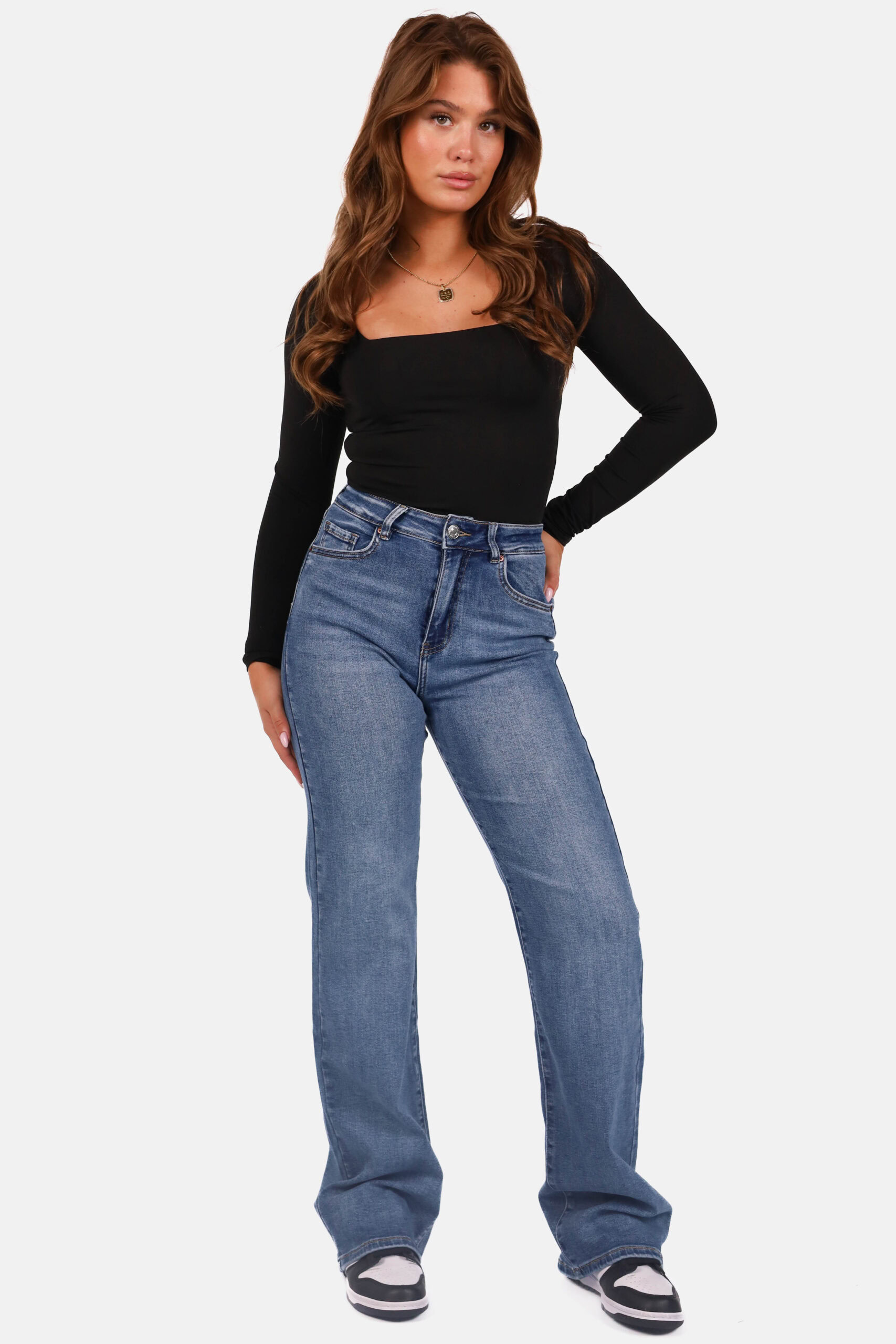 Wide leg jeans extra long blauw - Afbeelding 3