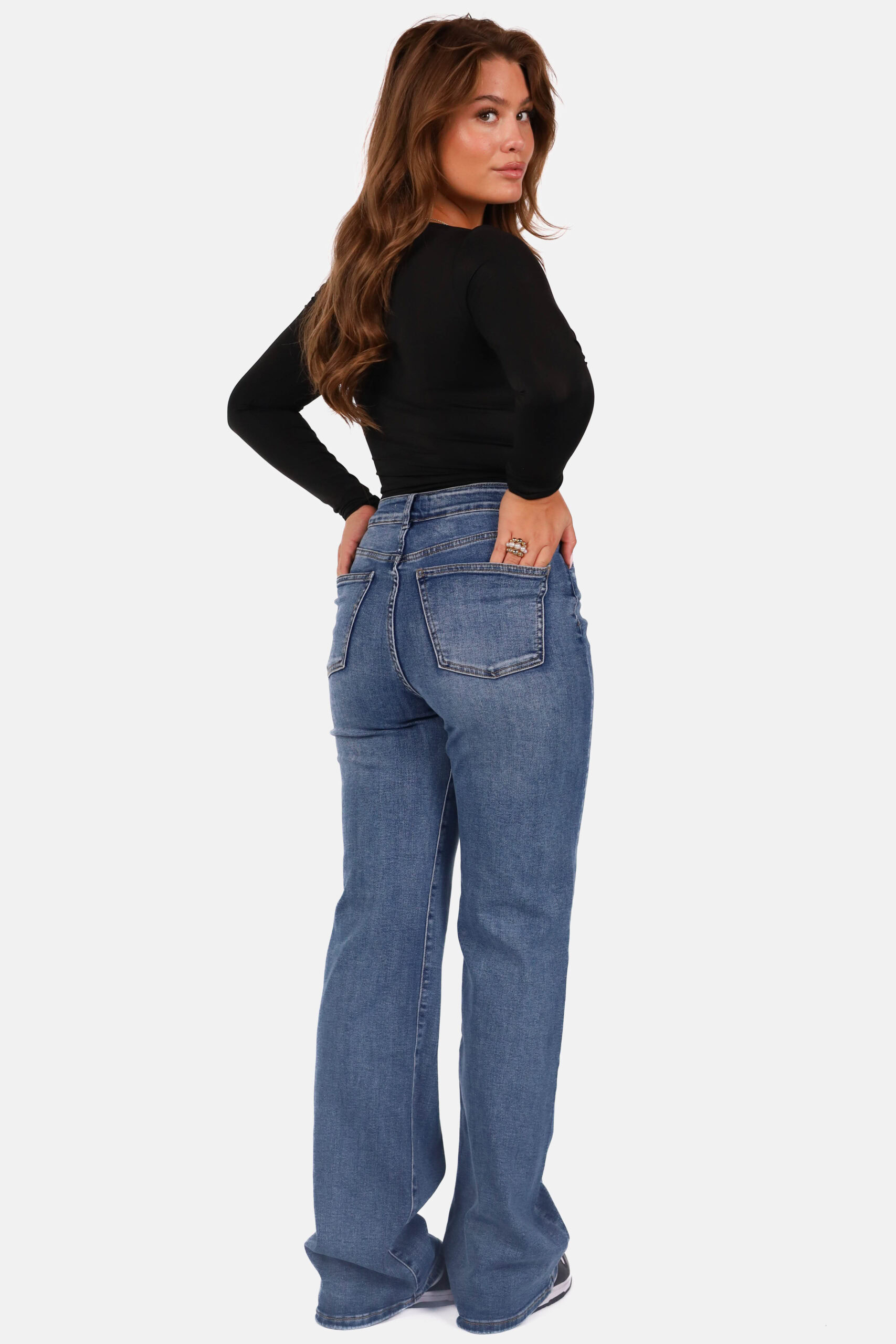 Wide leg jeans extra long blauw - Afbeelding 5