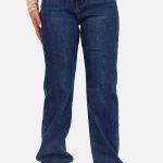Wide leg jeans extra long donkerblauw