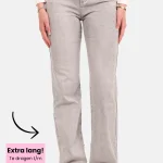 Wide leg jeans extra long gewassen grijs