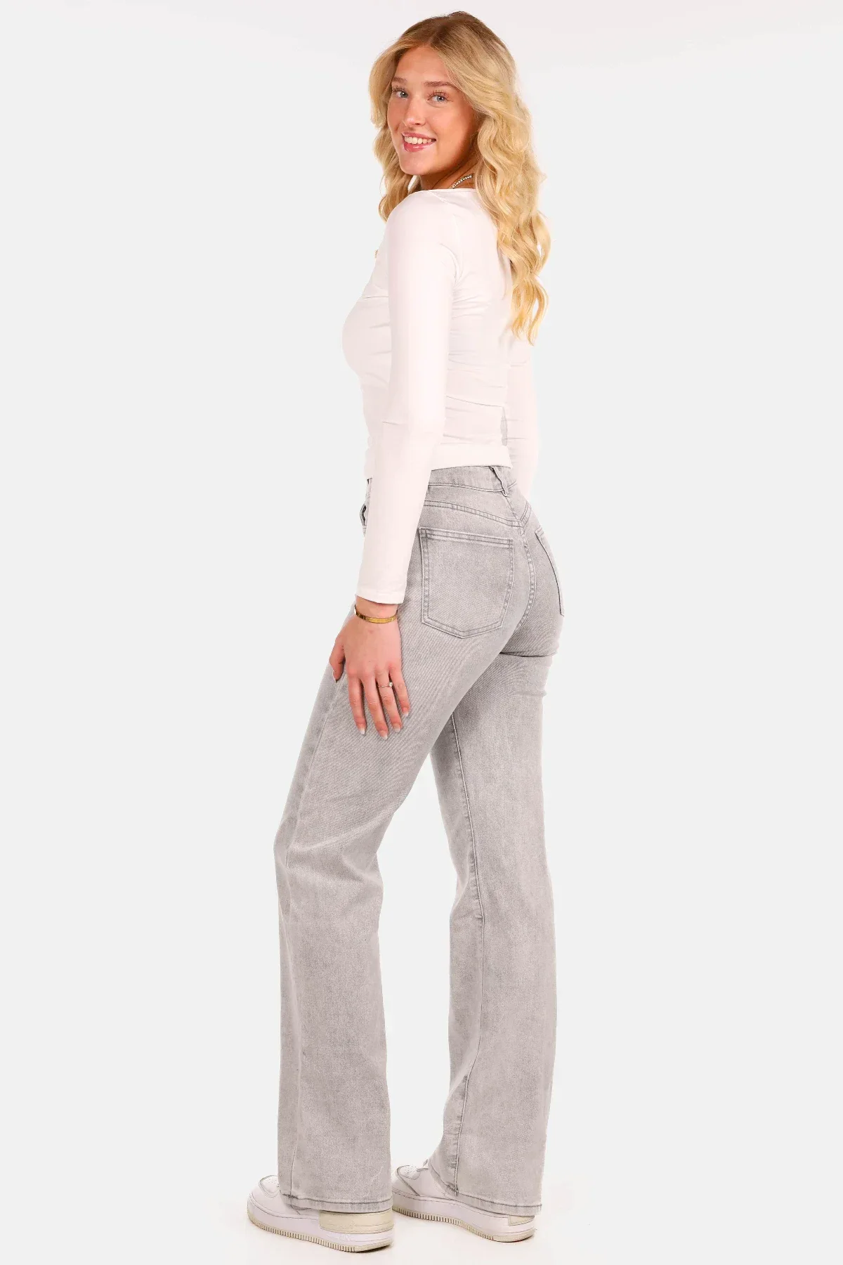 Wide leg jeans extra long gewassen grijs - Afbeelding 6