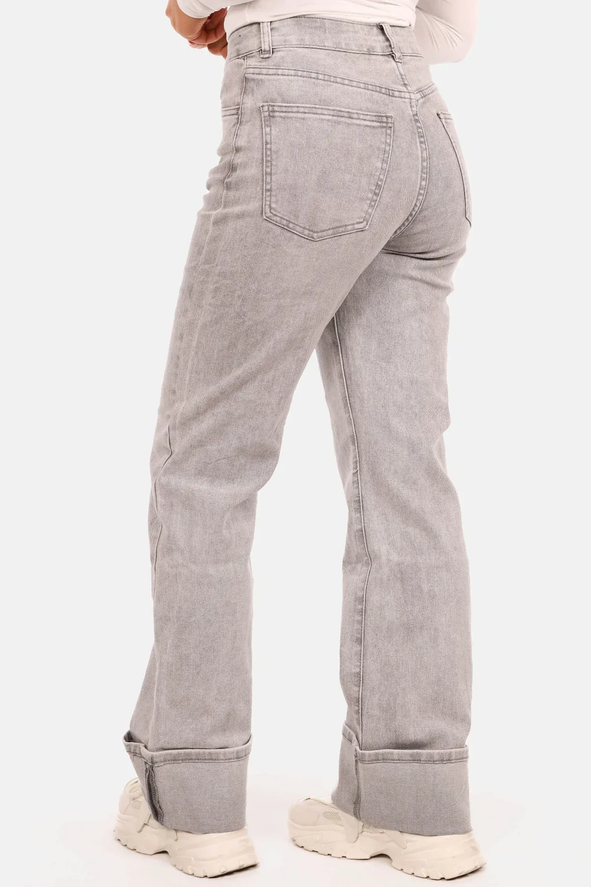 Wide leg jeans extra long gewassen grijs - Afbeelding 9