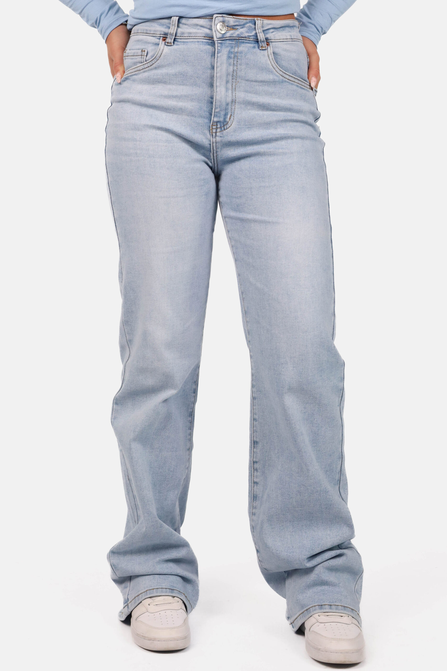 Wide leg jeans extra long lichtblauw