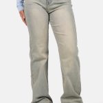 Wide leg jeans extra long met vintage wassing blauw