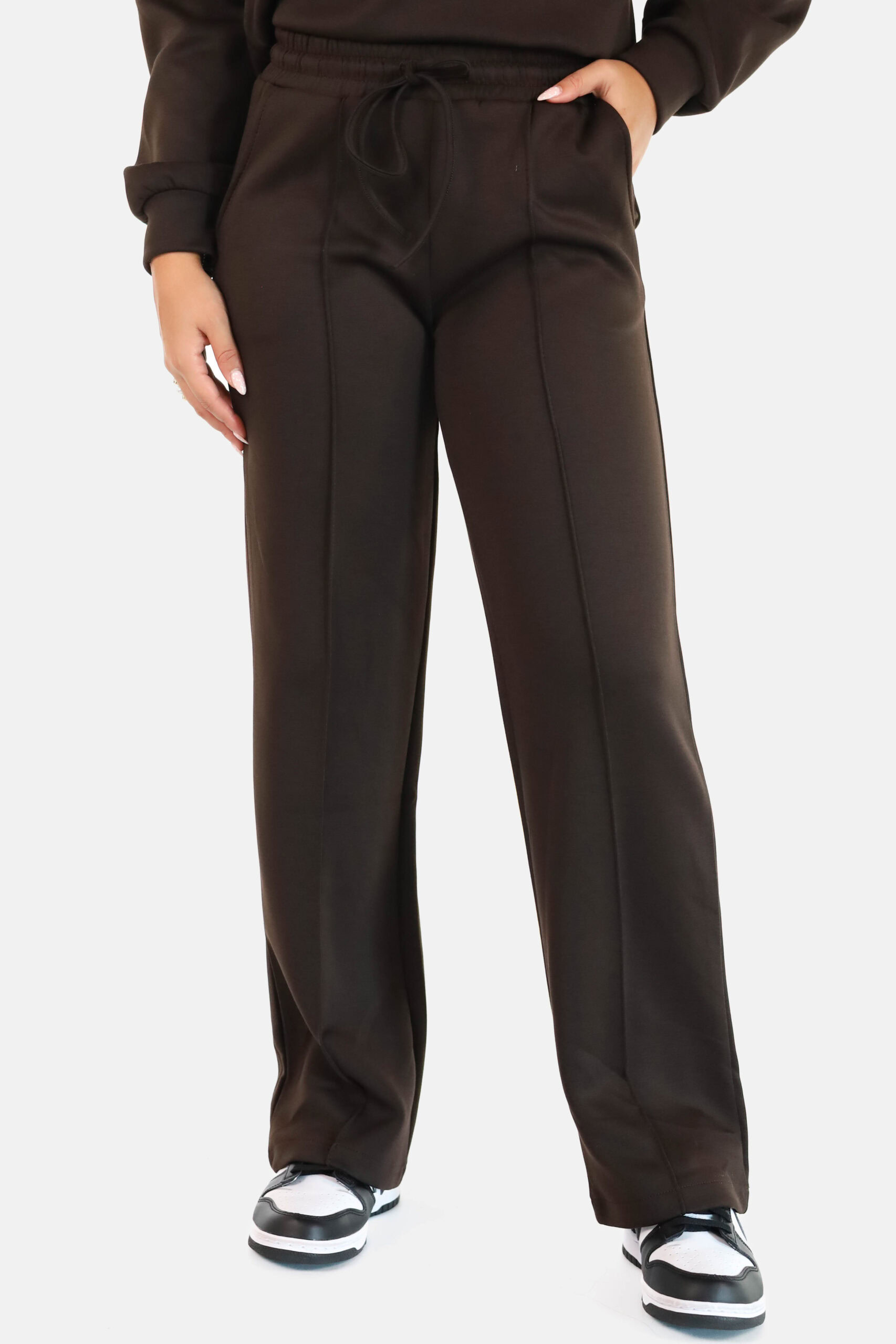 Wide leg joggingbroek bruin