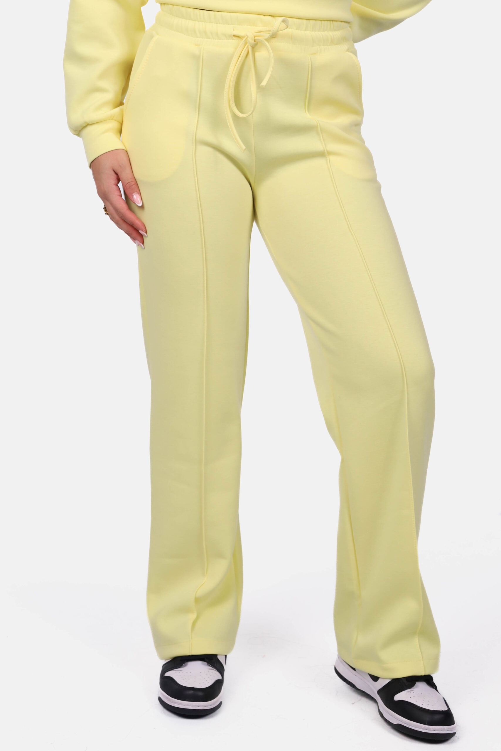 Wide leg joggingbroek geel