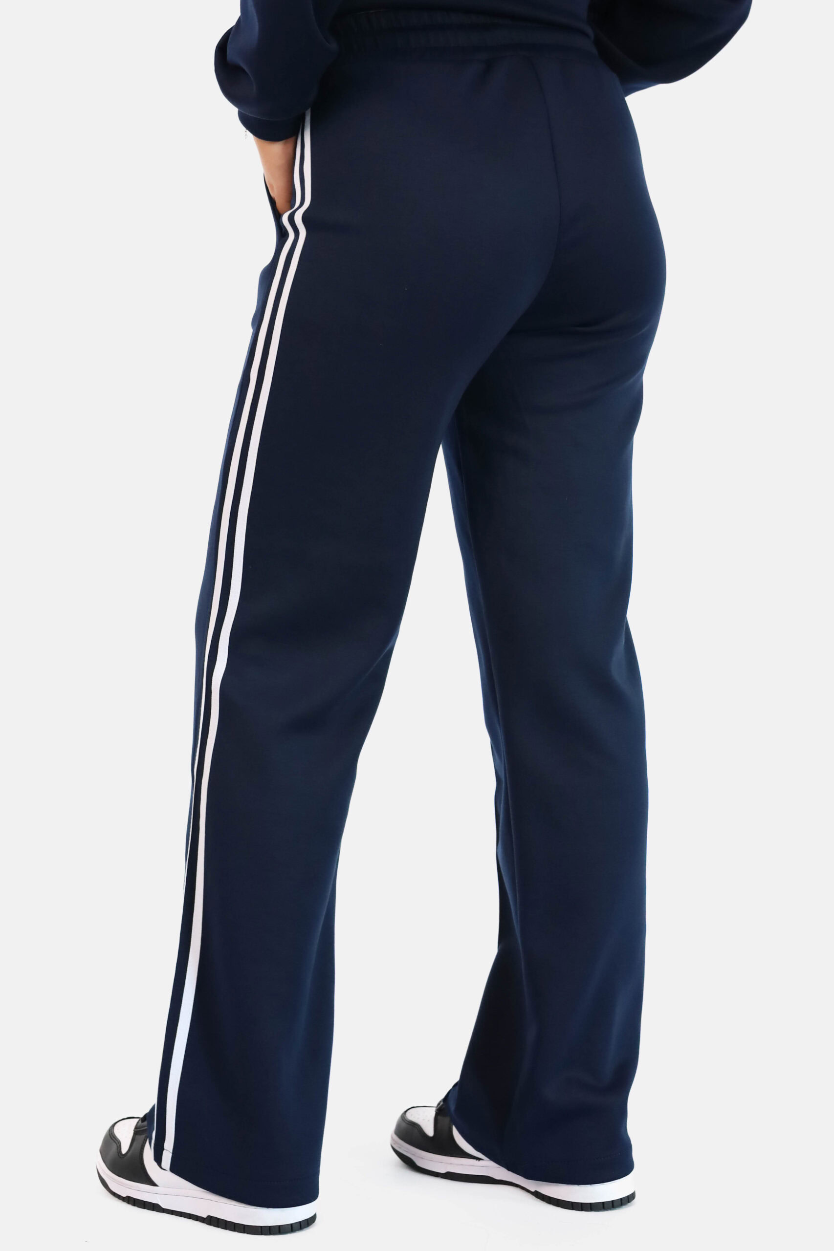 Wide leg joggingbroek met strepen donkerblauw