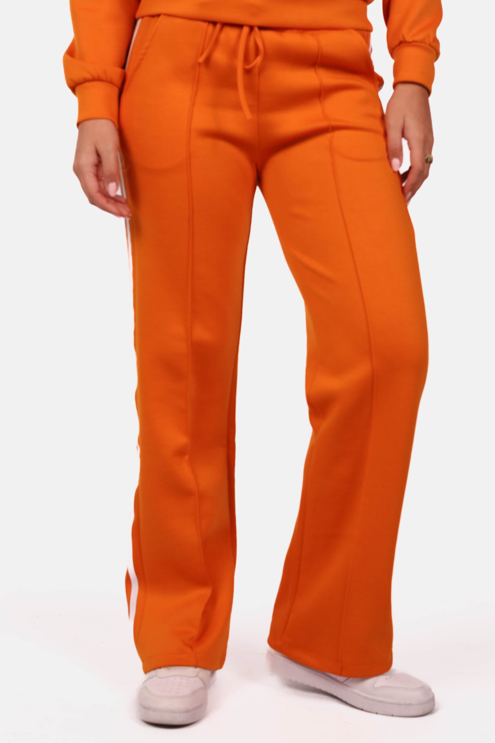 Wide leg joggingbroek met strepen oranje