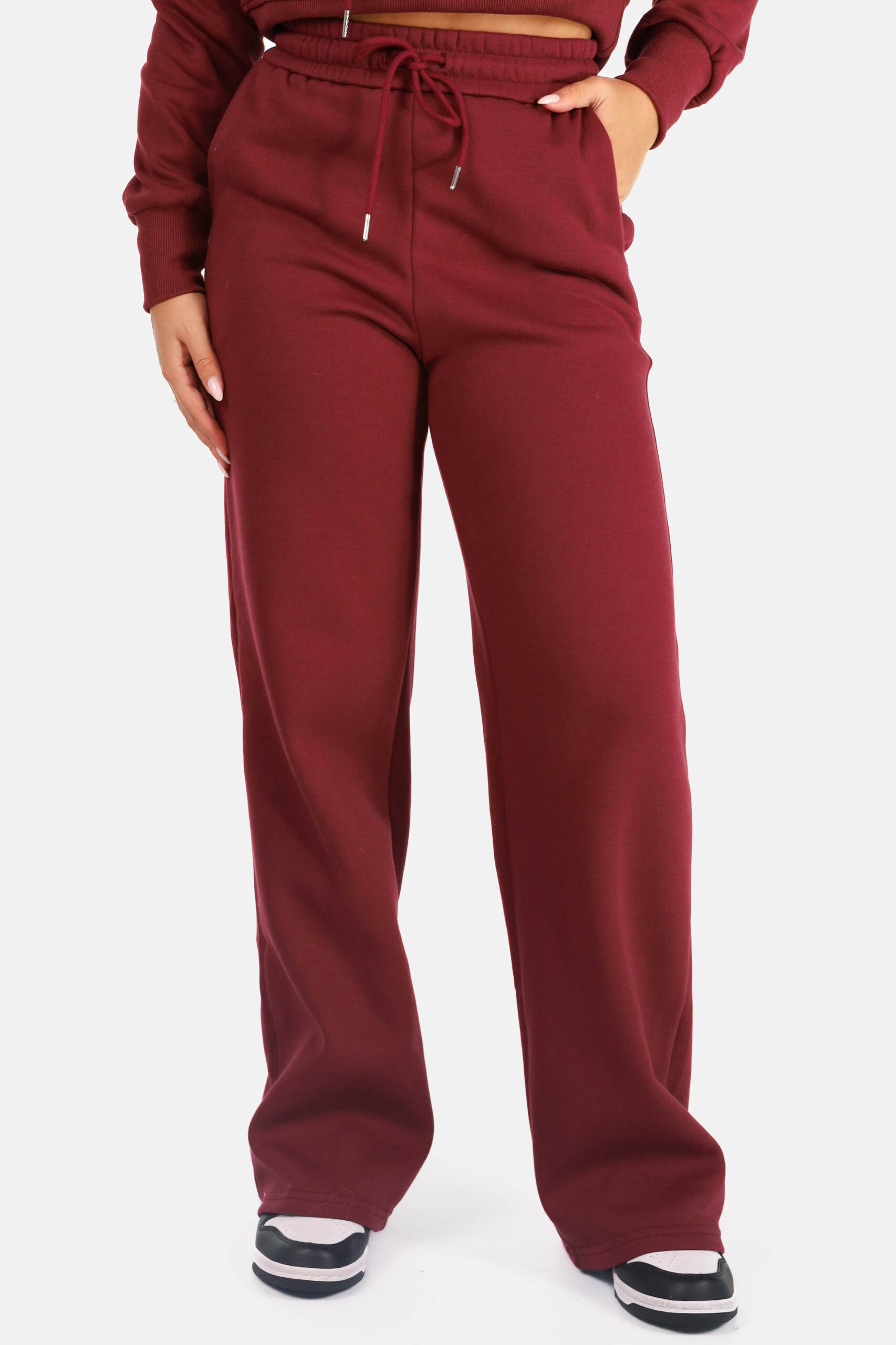 Wide leg joggingbroek met trekkoord bordeaux