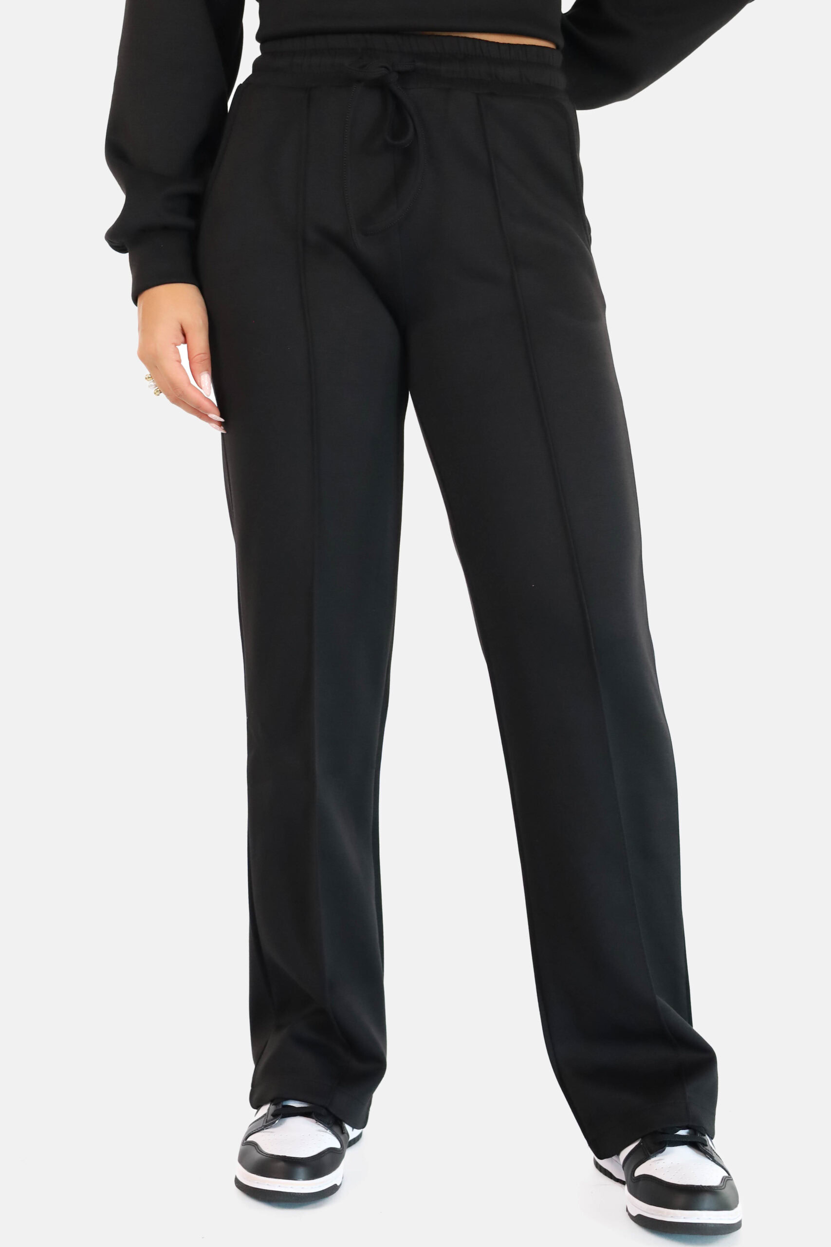 Wide leg joggingbroek zwart