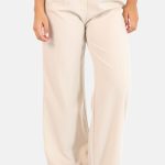 Wide leg pantalon met hoge taille beige