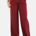 Wide leg pantalon met hoge taille bordeaux