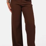 Wide leg pantalon hoge taille bruin