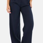 Wide leg pantalon met hoge taille donkerblauw