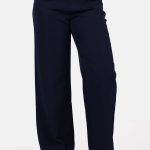 Wide leg pantalon hoge taille donkerblauw
