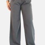 Wide leg pantalon met hoge taille gemêleerd grijs