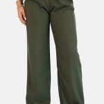 Wide leg pantalon met hoge taille kaki