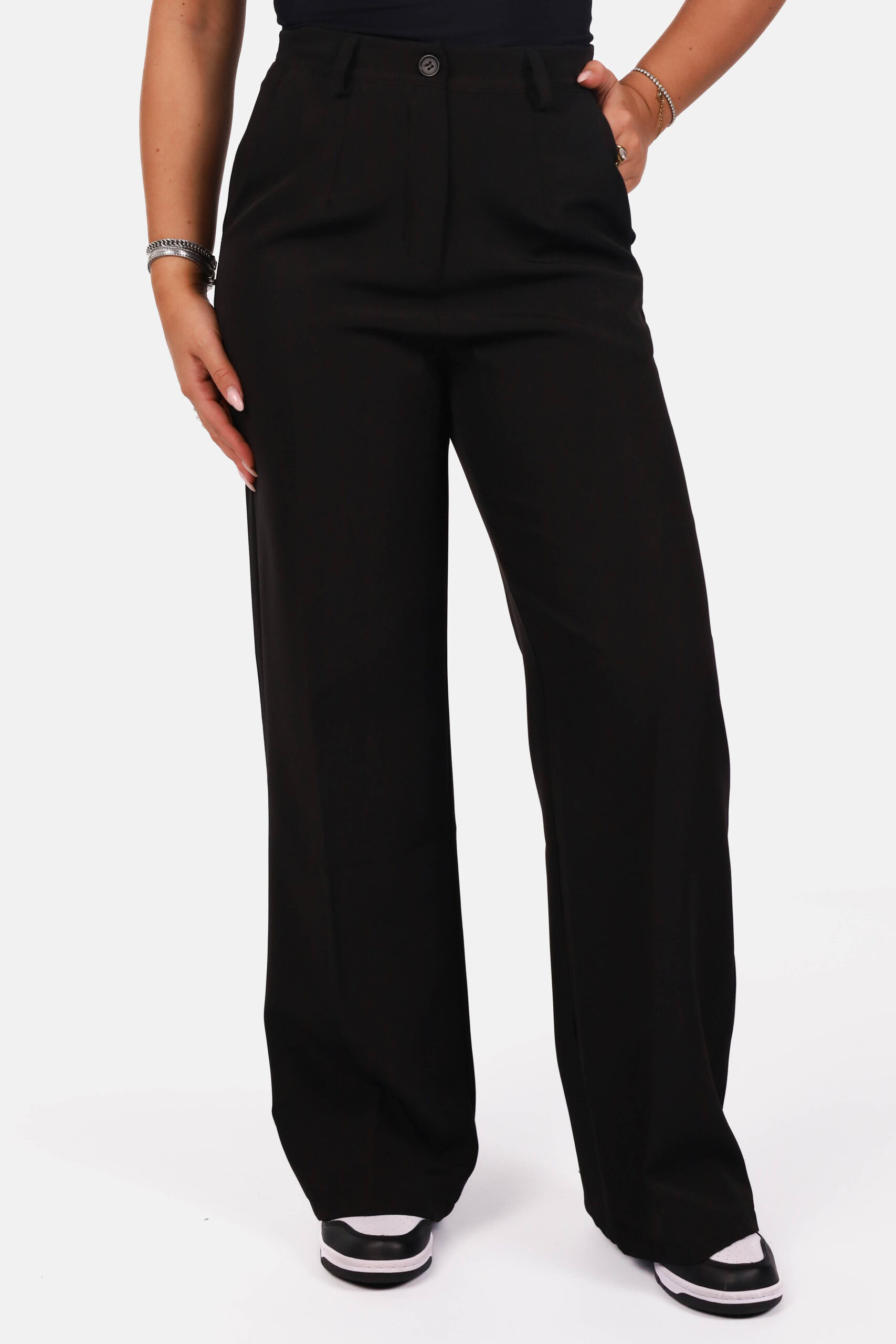 Wide leg pantalon hoge taille zwart