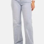 Wide range wide leg jeans met raw edge lichtblauw