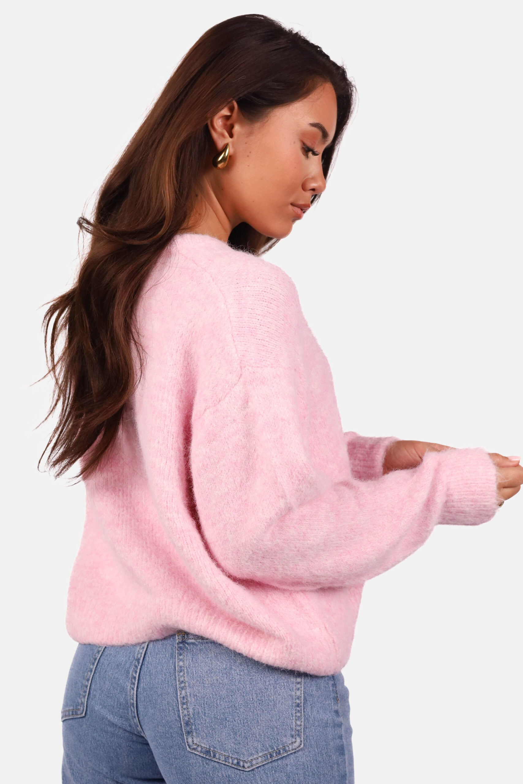 Zacht wolblend vest met knoopsluiting lichtroze - Afbeelding 6