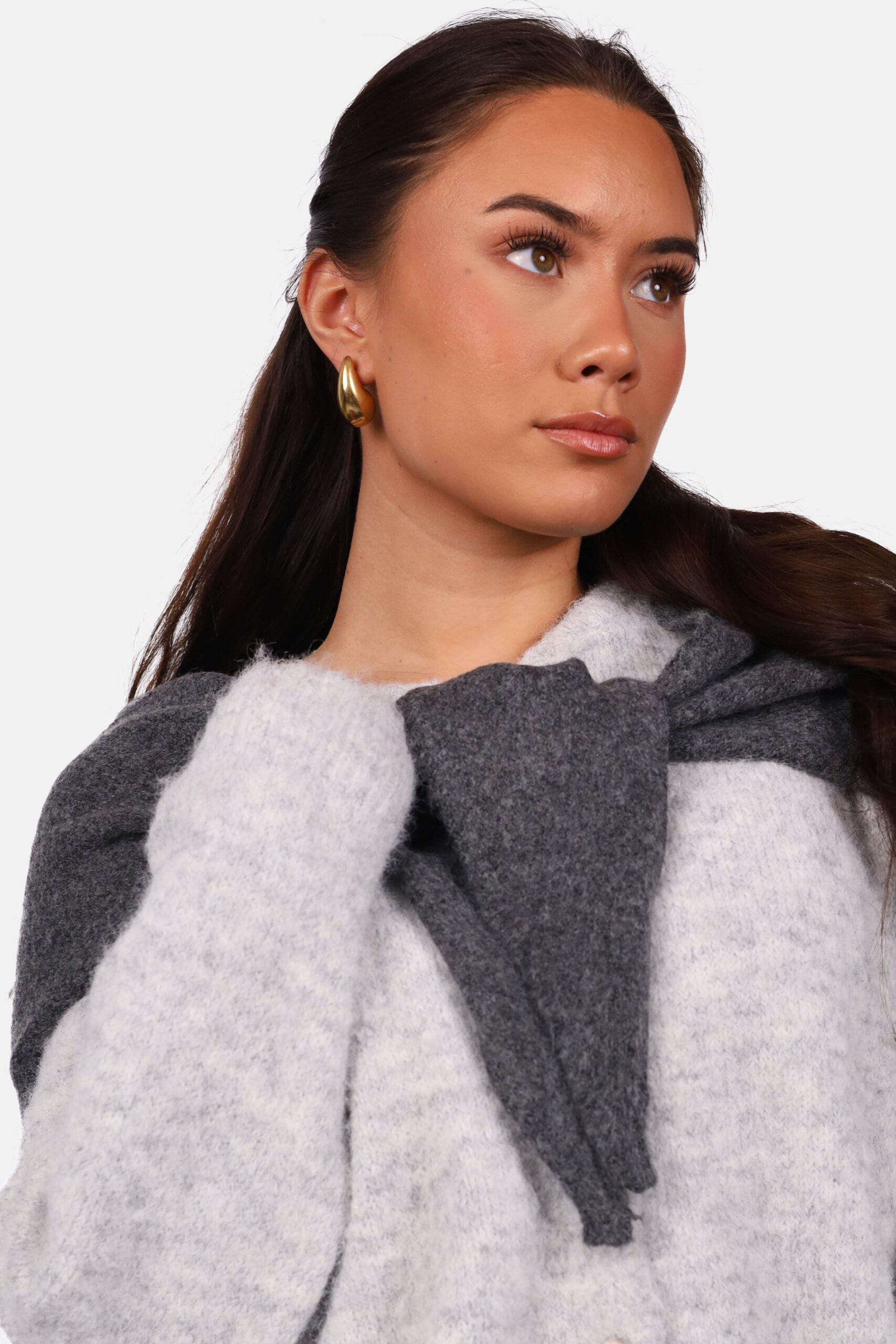 Zachte sjaal met wolblend donkergrijs