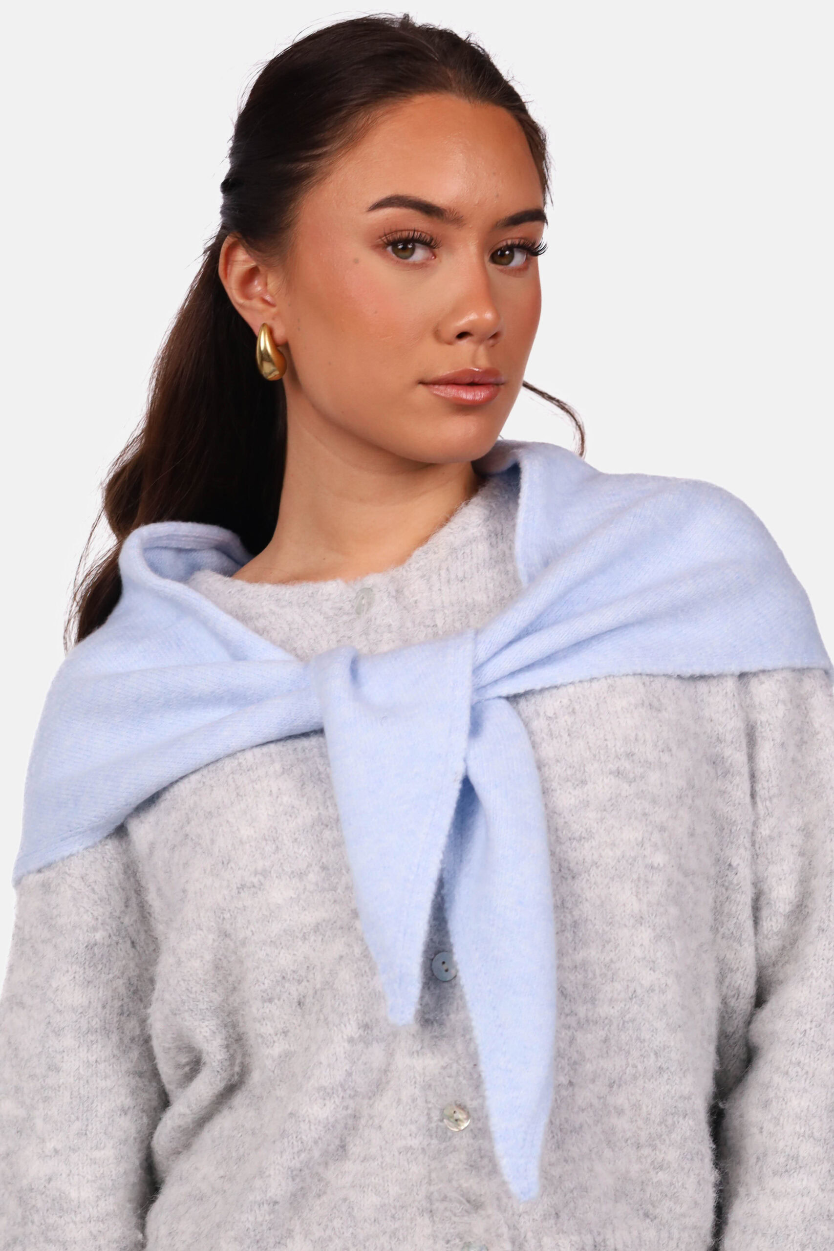 Zachte sjaal met wolblend lichtblauw