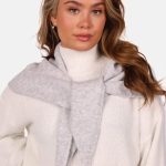 Zachte sjaal met wolblend lichtgrijs