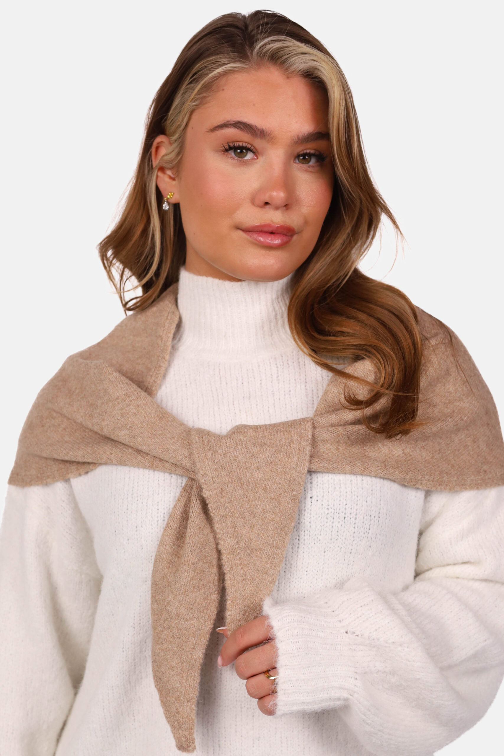 Zachte sjaal met wolblend taupe